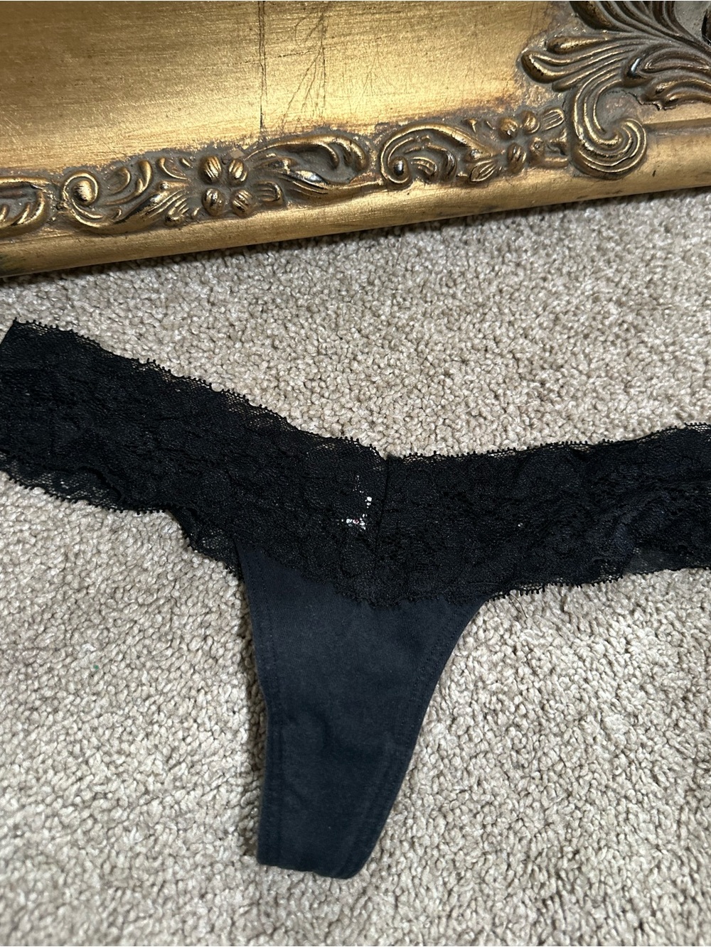 New Pink Victoria's Secret 2010 Extra Low Rise Thong Black Lace Size XS